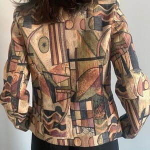 90s Vintage Swedish Abstract Printed Blazer Jacket